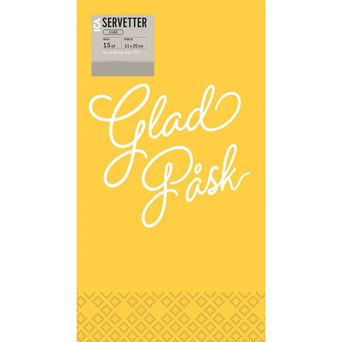Servett 20cm Glad Påsk - Napkin 20cm Happy Easter 15-p