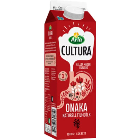 Arla Cultura Filmjölk Onaka Naturell 1,5% - Natural Skimmed Milk 1.5% - 1l-Swedishness