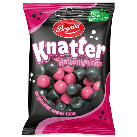 Brynild Godispåse Knatter Hallonlakrits - Candy bag Knatter Raspberry licorice - 80g-Swedishness