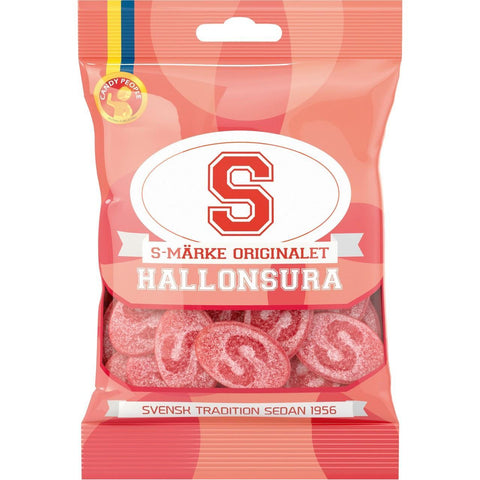Candypeople Gelegodis S-Märke Hallonsura - S-Märke Sour Raspberry Gummies - 80g-Swedishness