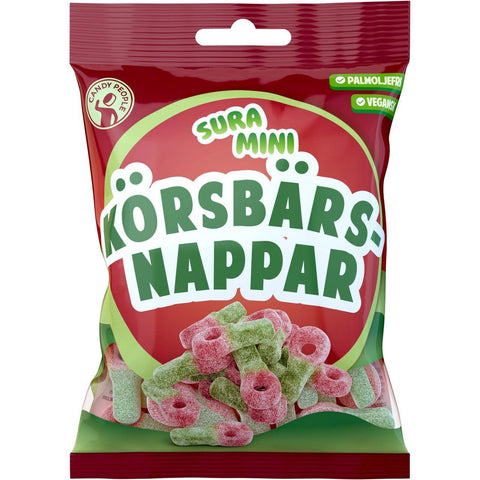 Candypeople Vingummin Sura Mini Körsbärsnappar - Sour Mini Cherry Pacifiers - 70g-Swedishness