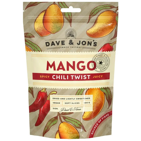 DAVE & JON'S Torkad Mango Chili Twist - Dried Mango Chili Twist - 100g-Swedishness