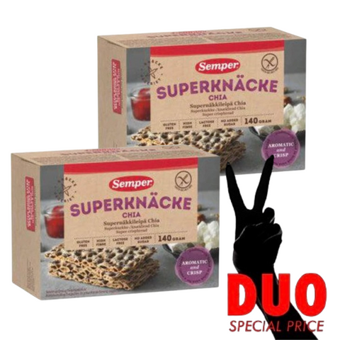 DUO Semper Superknäcke Chia Laktosfri Glutenfri - Super crunchy Chia Lactose-free Gluten-free 140g X 2-Swedishness
