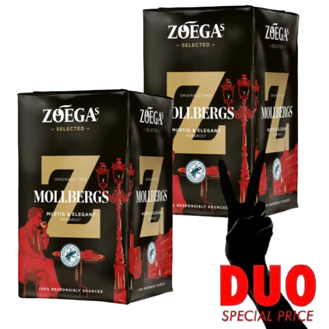DUO Zoegas Mollbergs Blandning - Ground Dark Roasted Coffee 450 g X 2-Swedishness