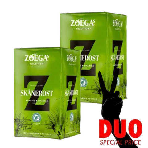 DUO Zoegas Skånerost - Dark roasted Ground Coffee 450 g X 2-Swedishness