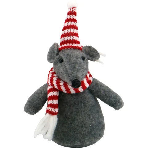 Festive Mus grå, röd - Mouse 15cm grey, red-Swedishness