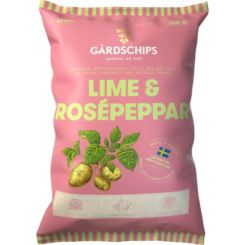 Gårdschips Lime & Rosépeppar Chips - Potato Chips Lime & Pink Pepper - 150g-Swedishness