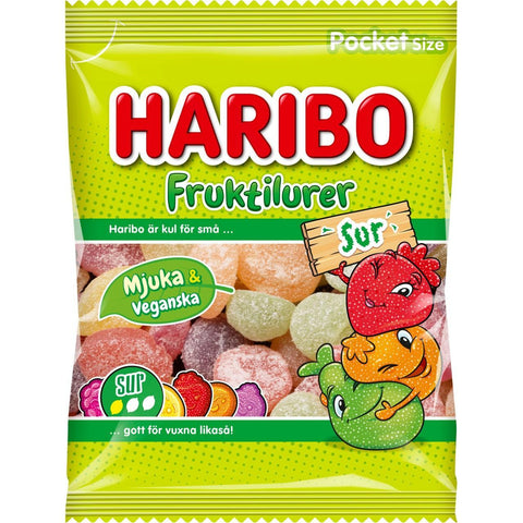 Haribo Fruktilurer Sur - Sour Fruit Gummies - 75g-Swedishness