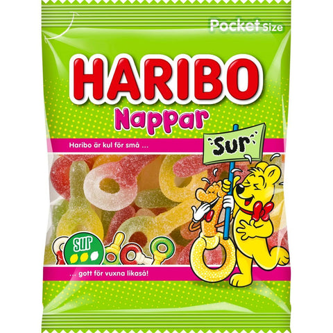 Haribo Godispåse Nappar Sura - Sour Pacifiers - 80g-Swedishness