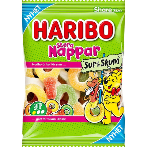 Haribo Stora Nappar Sur & Skum - Big Pacifiers Sour & Foam - 150g-Swedishness