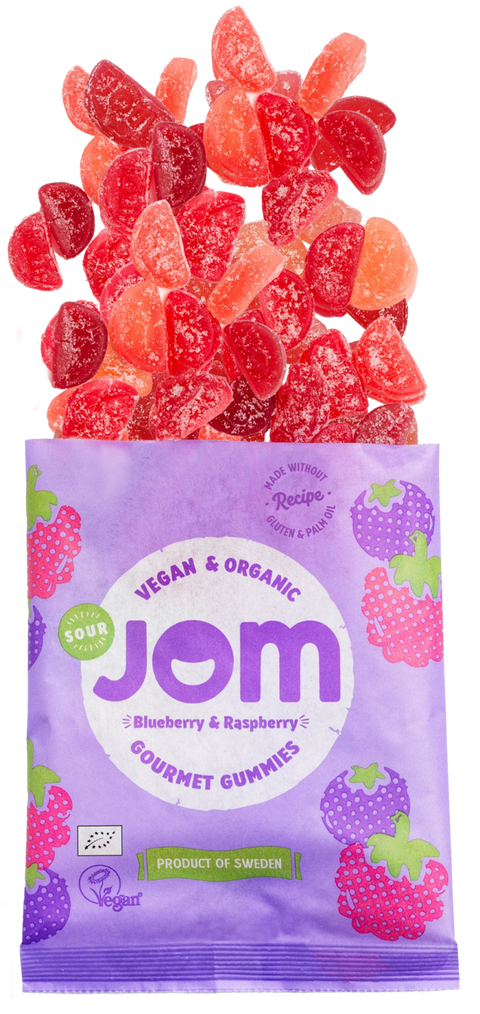 JOM Godis Sur Blåbär & HallonEKO, Vegan and Glutenfree -SOUR BLUEBERRY & RASPBERRY 70g-Swedishness