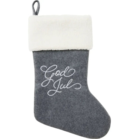 Julstrumpa Grå God Jul - Christmas Stocking Grey-Swedishness