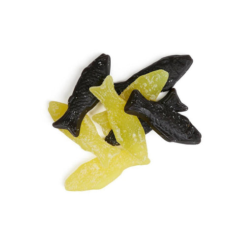 Kolsvart FISKAR Söt + sur citron - Sweet Licorice + Sour Lemon Candyfish 120g-Swedishness