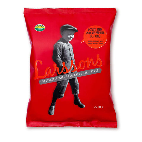 Larssons Chips Paprika/chili - Crisps Peppers and Chili 125 g-Swedishness