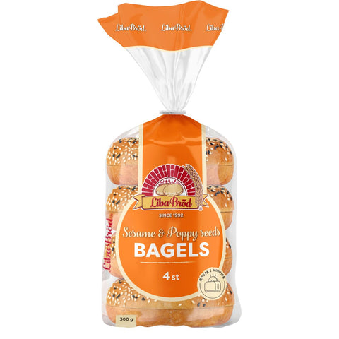 Liba Bröd Bagels Sesam & Vallmofrön – Sesame & Poppy-Seed Bagels - 300g-Swedishness