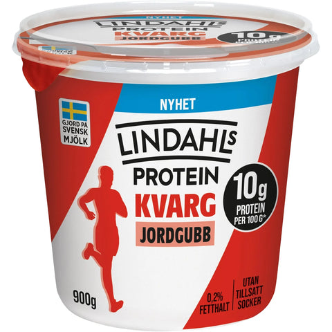 Lindahls Proteinkvarg Jordgubb 0,2% - Protein Quark Strawberry 0.2% - 900g-Swedishness