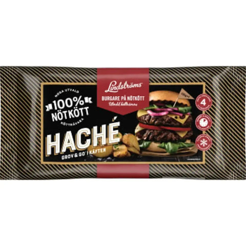 Lindströms Hachéburgare på nötkött Fryst - Beef burger Frozen - 520g-Swedishness