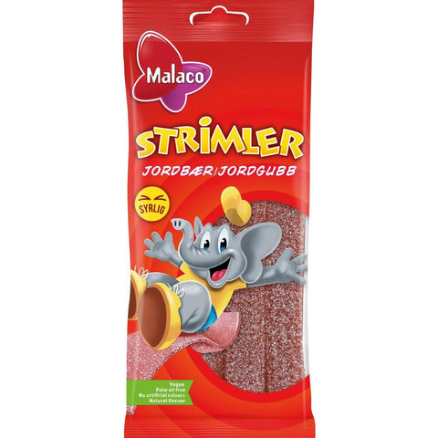 Malaco Godispåse Strimler Jordgubb - Candy bag Strimler Strawberry - 80g-Swedishness