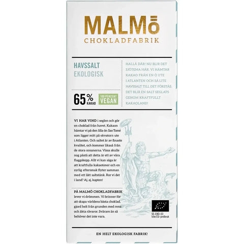 Malmö Chokladfabrik Mörk Choklad Havssalt 65% - Dark Chocolate Sea Salt - 80g-Swedishness