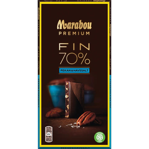 Marabou Chokladkaka Premium 70% kakao Sea salt pecan - Chocolate bar Premium 70% cocoa Sea salt pecan - 100g-Swedishness