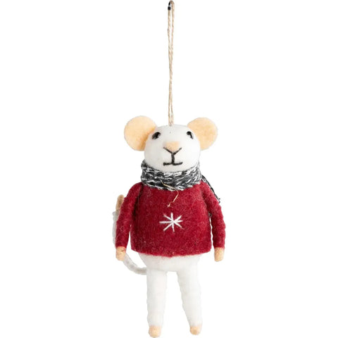 Nordic Season Julhänge Mus m tröja - Xmas pendant Mouse with sweater 13 cm-Swedishness