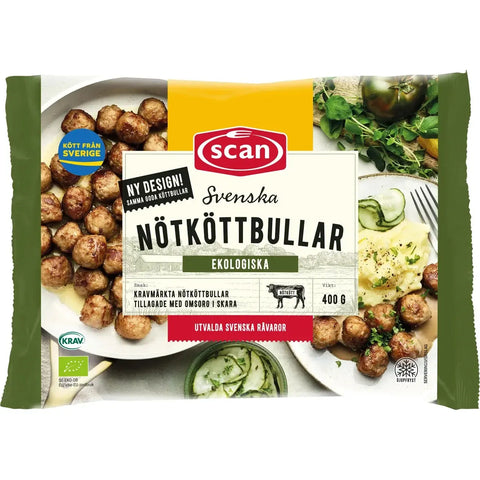 Scan Nötköttbullar Svenska Ekologiska Fryst - Frozen Beef Meatballs - 400g-Swedishness