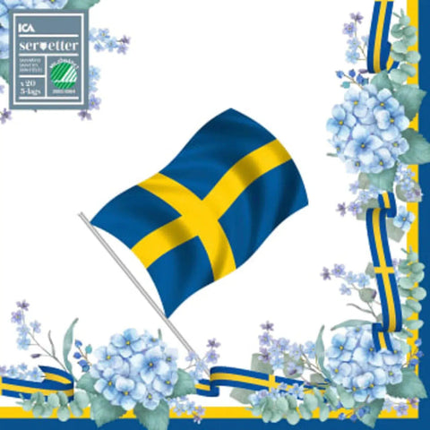 Servett Flagga 20st 33 cm - Napkin Swedish Flag 20p 33cm-Swedishness