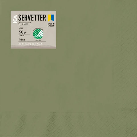 Servett Gron - Napkin Green 40cm, 50-p-Swedishness