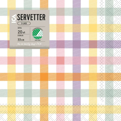 Servett Rutad - Napkin Squares 33cm,20-p-Swedishness