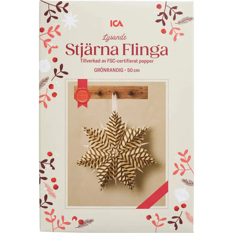 Stjärna grön rand - Star 50cm green stripe-Swedishness