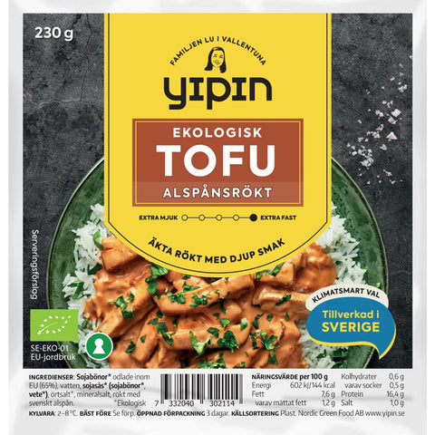 YiPin Tofu Alspånsrökt Ekologisk - Organic Alder-Smoked Tofu - 230g-Swedishness