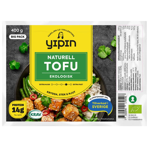 YiPin Tofu Naturell Ekologisk KRAV - Organic Natural Tofu - 400g-Swedishness