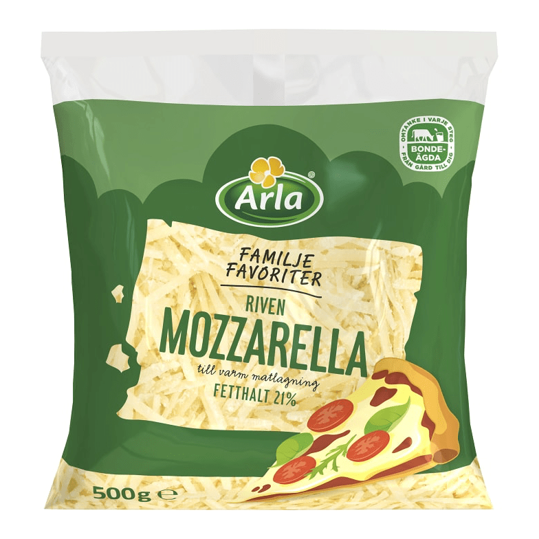 Mozzarella 21% Riven, Arla®, 500g