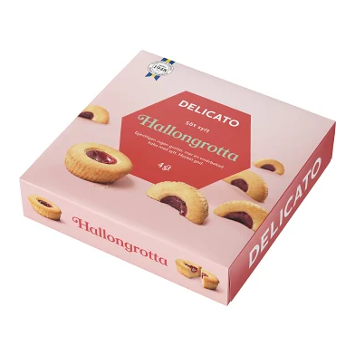 Delicato Hallongrotta - Raspberry Biscuits 4pcs, 168g-Swedishness