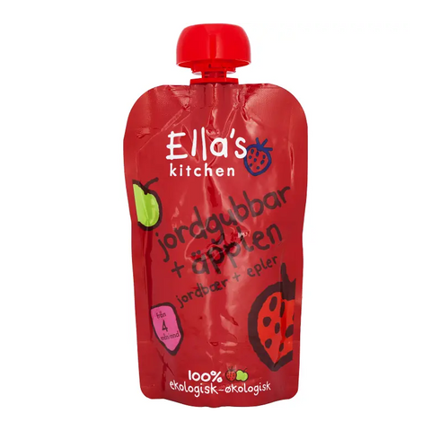 Ella's Kitchen jordgubbar & äpplen - Strawberry & Apple Puré for Children from 4 months 120g-Swedishness