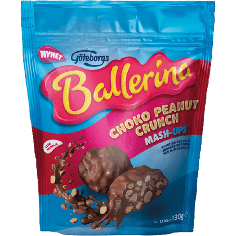 Göteborgs Kex Ballerina Choko Peanut Crunch MashUp - Biscuits With Chocolate and Peanut Filling 130g-Swedishness