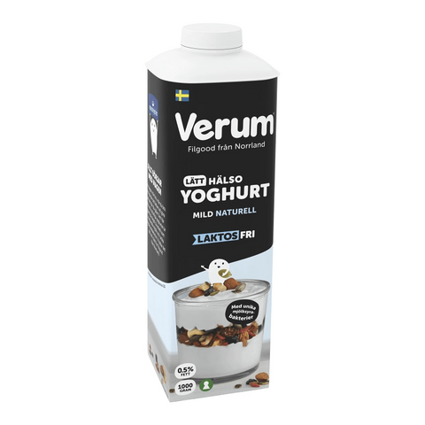 Verum Hälsoyoghurt Laktosfri 0,5% - Lactose-free Natural Yoghurt 1 L-Swedishness