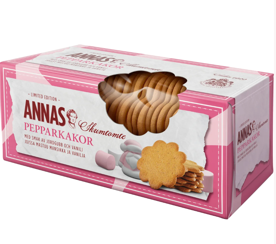 Annas Skumtomte Pepparkakor - Ginger Thins Mashmallow 150 g-Swedishness