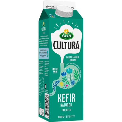 Arla Cultura Kefir Naturell Laktosfri 2,5% - Kefir Natural Lactose Free - 1l-Swedishness