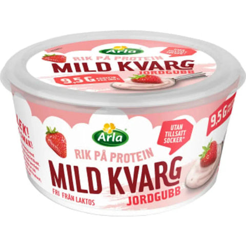 Arla Kvarg Jordgubb Mild Laktosfri 0,2% - Curd Strawberry Mild Lactose-free 0.2% - 450 g-Swedishness