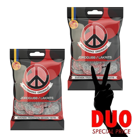 DUO Candypeople Peacemärke Jordgubb/Lakrits - Strawberry & Salty Liquorice 80 g X 2-Swedishness