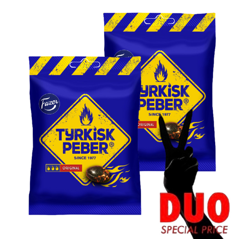 DUO Fazer Tyrkisk Peppar Original - Hot Peppery Liquorice Candy 150g X 2-Swedishness