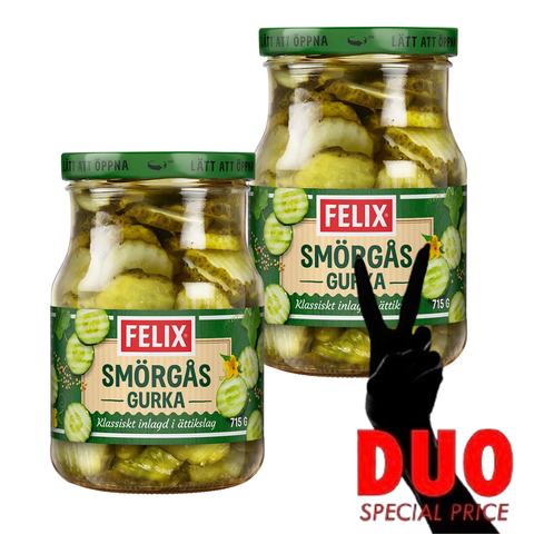 DUO Felix Smörgåsgurka - Sweet Pickled Gherkins 715 g X 2-Swedishness