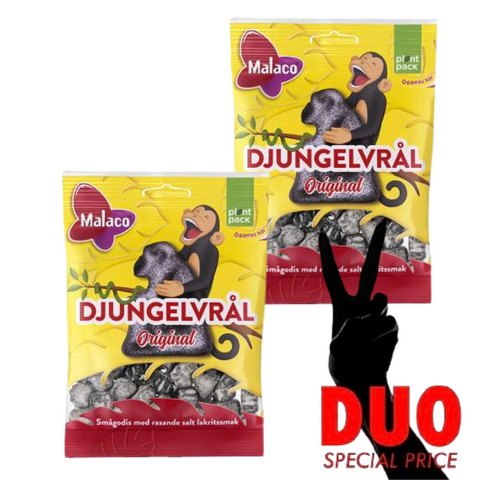 DUO Malaco Djungelvrål - Salty Liquorice 80 g X 2-Swedishness