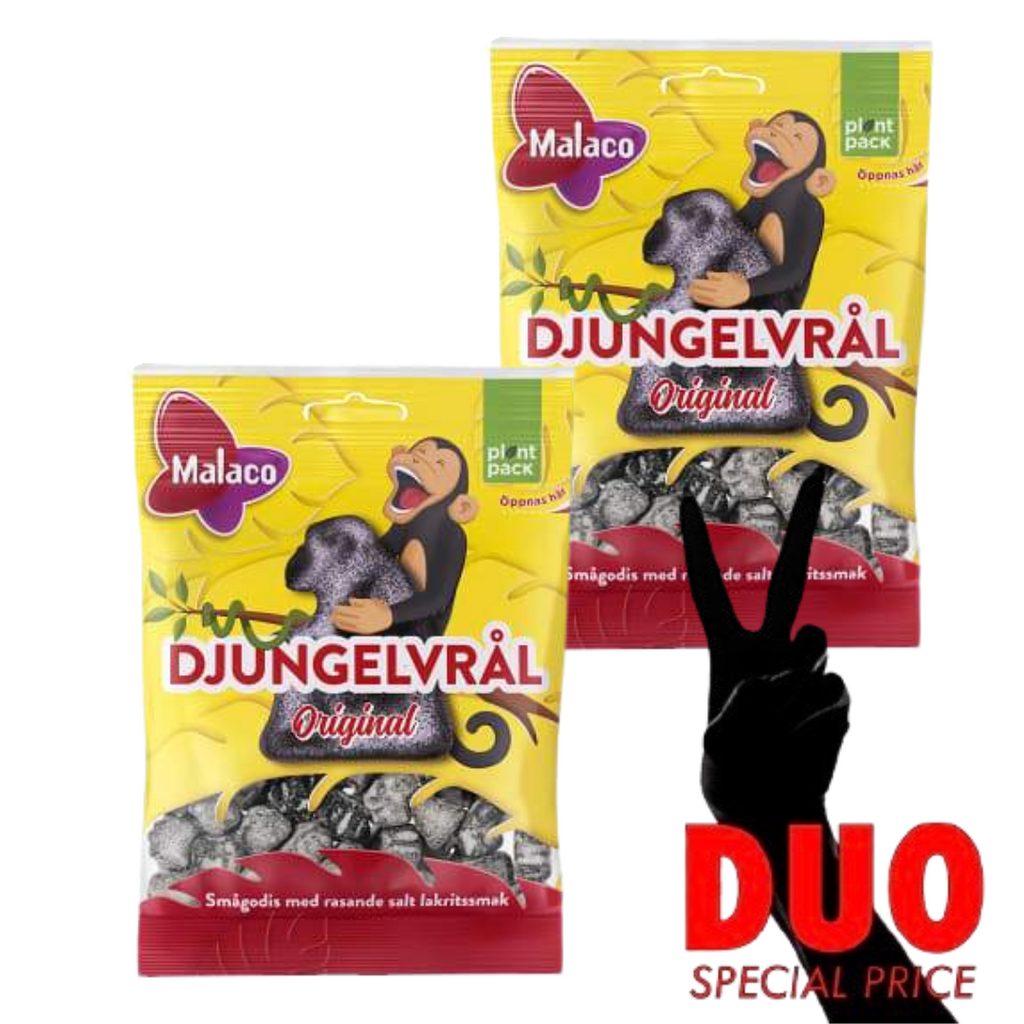 DUO Malaco Djungelvrål - Salty Liquorice 90 g X 2-Swedishness