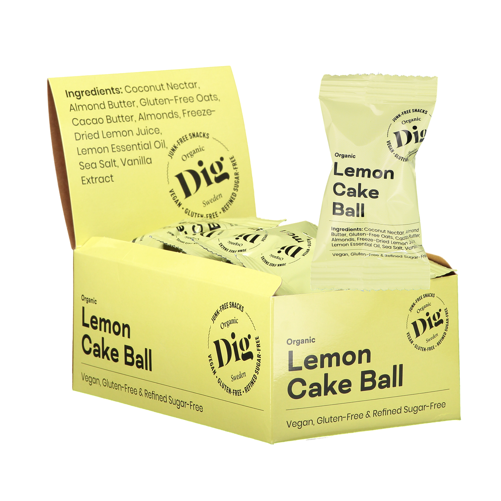 Dig Snacks Organic Lemon Cake Ball - 16 packs x 25 g-Swedishness