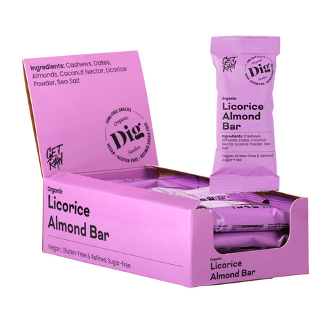 Dig Snacks Organic Licorice Almond Bar -12 Packs X 42g-Swedishness