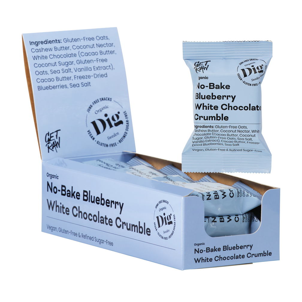 Dig Snacks Organic No - Bake White Chocolate Blueberry Crumble - 12 packs x 35g-Swedishness