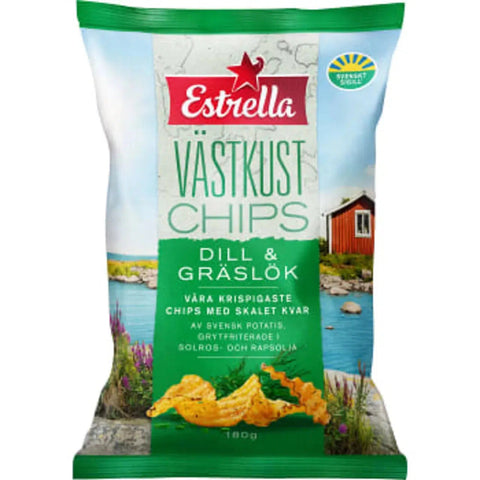 Estrella Västkustchips Dill & Gräslök - Dill & Chives Crisps 180 g-Swedishness