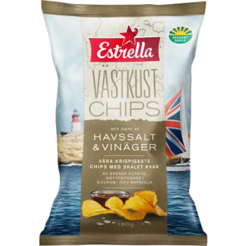 Estrella Västkustchips Havssalt & Vinäger - Sea Salt & Vinegar Crisps 180 g-Swedishness